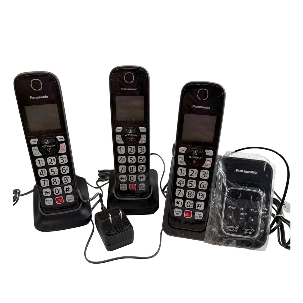 Panasonic Cordless Phone KX-TGD833M Black DECT 6 0 Call Block 3 Handsets